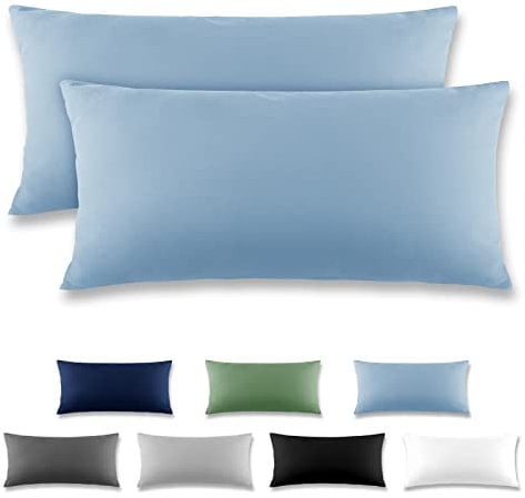 REDKEY Kissenbezug 40x80 cm - 2er Set Kopfkissenbezug - Mikrofaser Kissenhülle für Kissen, Kopfkissenbezüge mit Laschenvershluss, 40 x 80 Pillow Case - Hellblau