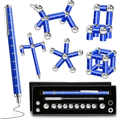 Magnetic Fidget Pen – Stress Relief Gadget for Men & Women, Valentine Easter Birthday Gift for Teenager Boys Girls Kids, Cool Magnetic Fidget Toy for Anxiety Relief & Focus (Blue)