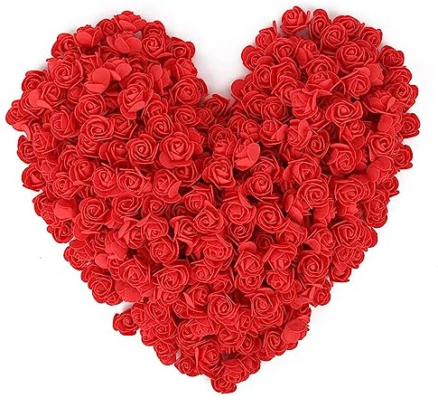 MUYAPAY 100 Stück PE-Schaumstoff Künstliche Blumen, Rosenköpfe Schaumrosen Künstliche Rosenblüten Foamrosen Hochzeit Blumensträuße Brautstrauß DIY Bär Puppe Hochzeit Haus Dekor Rot