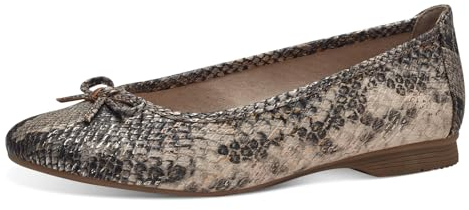 Jana Damen Ballerinas mit Schleife Vegan, Beige (Taupe Snake), 38 EU