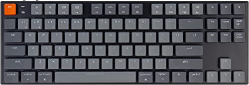 Keychron K1, tastiera meccanica sottile senza tasti Bluetooth wireless/USB a 87 tasti con interruttori Gateron rossi e retroilluminazione a LED bianca, compatibile con Mac e Windows - versione 5