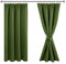 JIUZHEN Vorhang Blickdicht Gardinen mit kräuselband Verdunklungsvorhänge Gardinen Wohnzimmer Vorhänge Schlafzimmer Thermovorhang Oliv Grün, H145 x B140 cm,2er Set