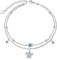 Sterling Silber Fußkettchen für Frauen 14K Weiß Gold überzogene Solid Diamond-Cut Frauen Fußkettchen Einstellbare Layered Satellite Perlen Fußkettchen für Frauen Mädchen