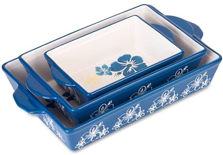 SAGOSKAT Baking Dishes Ceramic Casserole Dish 13x9inch Baking Dish Bakeware Set Nonstick 3pcs Lassagne Pan Stackable for Kitchen