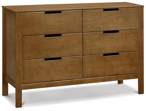 Carter's by Davinci Colby 6-Drawer Baby Dresser - GREENGUARD Gold Certified, Wooden Double Chest of Drawers for Kids - Versatile Storage Dresser for Bedroom, Nursery, Living Room, Hallway - Walnut