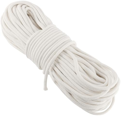 FUNSUEI Corde à linge blanche en coton tressé de 1,6 cm - 1,6 cm - 100 m - Corde à linge en coton naturel pour suspendre des vêtements, suspendre des plantes, tricoter, travaux manuels