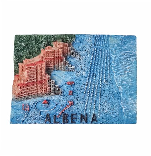 Albena Bulgarien 3D-Kühlschrankmagnet, Souvenir, Geschenk, Kunstharz, handgefertigt, Albena-Kühlschrankmagnet, Heim- und Küchendekoration, Kollektion