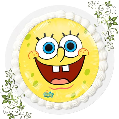 ich FONDANT Tortenbild, Zuckerbild mit Motiv, Essbares Foto für Torten, Tortenbild, Tortenaufleger Ø 20cm FONDANT Spongebob Nr. 32