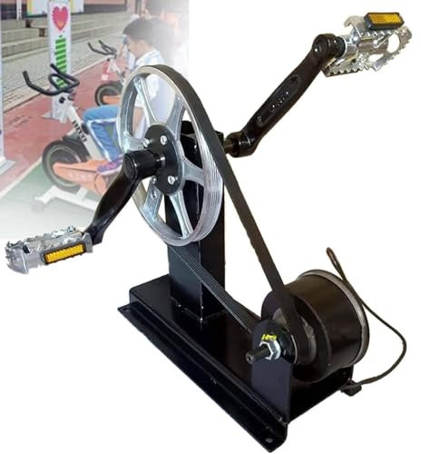Pedalgenerator 300 W Fußbetriebener Stromgenerator Handkurbel, Bereitstellung einer DC 12 V-Schnittstelle, Autoladegerät 5 V Ausgang, 35 x 18 x 34 cm,Heavywheelstyle