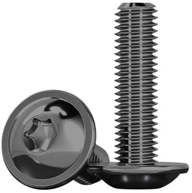 Drenky Tornillos Torx 20 Piezas, M5x25mm Tornillo De Cabeza Alomada Con Brida ISO 7380-2 Tornillos Acero Inoxidable Negro A2 V2A Tornillos Torx Con Brida, Tornillos Roscados Totalmente