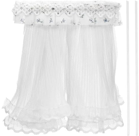 ABOOFAN Puppenhaus Vorhänge Mini Spitze Vorhänge Dekorative Vorhänge Für Puppenhaus Weiß Miniatur Vorhang Set