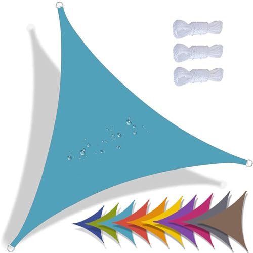 QIAQ Sonnensegel Dreieckig Wasserdicht Sonnenschutz Wetterschutz Segel Baldachin 95% UV Schutz Premium Polyester Für Balkon Terrasse Garten (2x2x2m,Seeblau)