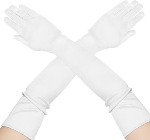 veyaltedl Weiße Handschuhe Damen, Lange Satin Handschuhe, Weiß, One Size, Nylon, Damen, Erwachsene Frauen, Handschuhe, Apparel/Gloves
