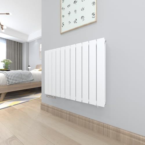T&K Radiatore piatto 630 x 847 mm, colore bianco, a doppio strato, design orizzontale, moderno radiatore a pannello, per collegamento laterale
