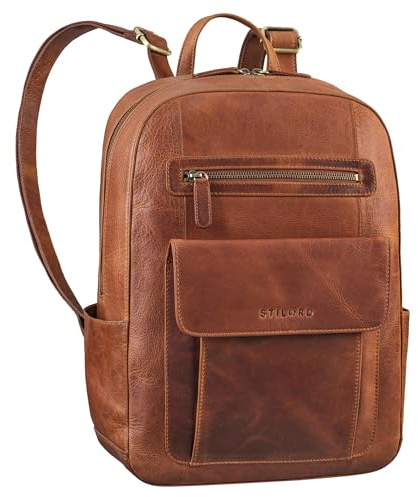 STILORD Rae Business Rucksack Damen Leder - Rucksack Frauen 15.6-16 Zoll Laptop Rucksack Eleganter Arbeitsrucksack Vintage Uni Rucksack mit Laptopfach Echtleder Farbe:Kara - Cognac