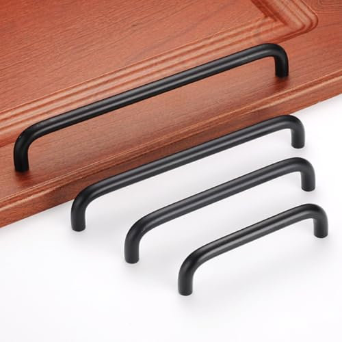 HY HUIJUN Möbelgriffe Schrankgriffe Aluminium Bügelgriff Griffe für Möbel Küche Badmöbel Schränke Kommoden massiv Ø10mm Strahlend Schwarz
