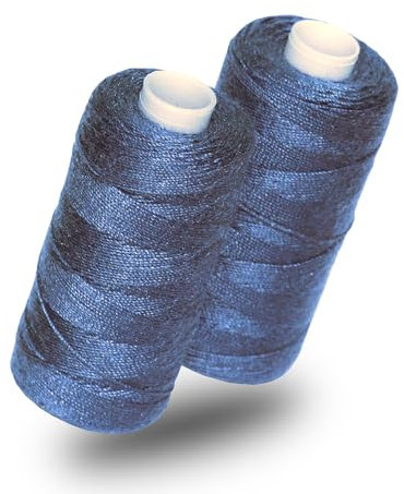 Lialina Lot de 2 pelotes de fil à coudre bleu jean pour machine à coudre - 2 x 150 m - Certifié Oeko-Tex - Coutures comme dans l'original - Fil à coudre pour jeans extra fort n° 36 - Fil en jean pour
