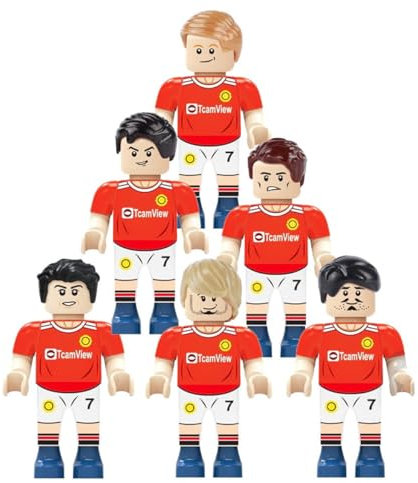 Habarri - Mini Figures - Football Team - Set of 6 - Gift for Children, Football Fans - Compatible with Well-known Clamping Blocks - England Football Team