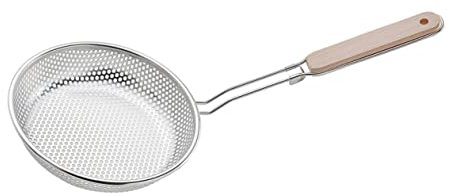 FUNOMOCYA Edelstahlsieb Mit Langem Griff Sieblöffel Küchen Gadget Zum Filtern Von Frittierten Speisen Und Nudeln Mit Aufhängeloch Und Verschleißfestem Edelstahl
