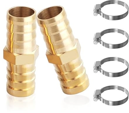 YOUZMY 2 Stück 19mm Messing Schlauchverbinder, Messing Schlauchverschraubung 19mm (3/4) Tülle Schlauchanschluss, Schlauchanschluss Stecker Adapter, Außengewinde Stecker Fittings