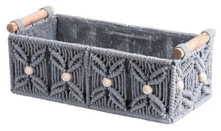 Itkcozcg Fashionable Cotton Rope Storage Baskets Desk Storage Case With Handles Multipurpose Small Organizers For Home Use