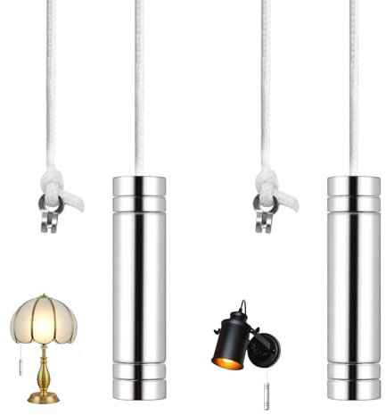 AUCANNIO 2PCS Bathroom Light Pull Cord, Pull Cord Weight Handle with 150cm Light Pull Cord Extension, Light Pull Cord for Toilet Ceiling Fan Light Switch