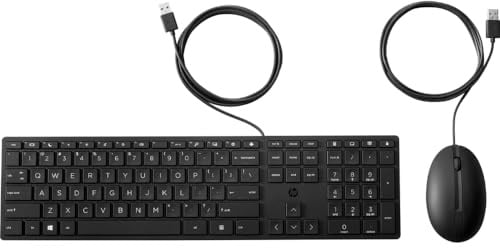HP 225 - Keyboard and Mouse Set - Ambidextrous, 3-Zone Layout, Standard Key Path - Full Size - USB - White