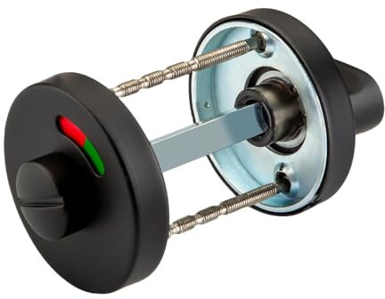 WC Türschloss Drehriegel, WC-Rosette mit Belegtanzeige, WC-Türbeschlag Edelstahl, Schwarz