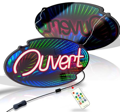 Signe Ouvert Néon, Signe Open D'entreprise LED Colorée Super Lumineuse Avec Télécommande pour Les Façades de Magasin, Les Restaurants, Les Bars, le Mur Parfait ou L'affichage de Fenêtre (Ouvert)