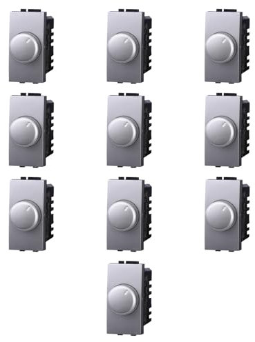 10 MODULI DIMMER, GRIGIO, COMPATIBILE CON BTICINO LIVING, REGOLAZIONE 100W - 1000W, MODULI E FRUTTI 100% COMPATIBILI, MATERIALI DI ALTA QUALITA'