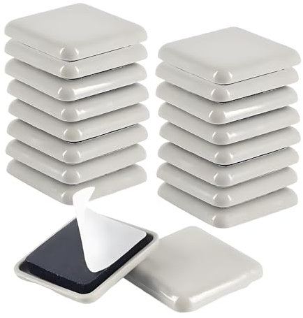 Furniture Sliders, 16 Pcs 40mm Furniture Sliders for Carpet, Square Self Adhesive Floor Protectors, Heavy Duty Furniture Pads Sliding Gliders for Wooden Floors, Chairs, Tables, Washing Machine