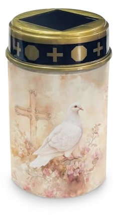 HUGS IDEA Lampes solaires en forme de croix pour tombe - Colombe - Étanche - ABS - Décoration commémorative religieuse sur le thème des anges - Éclairage de cimetière pour jardins et Toussaint