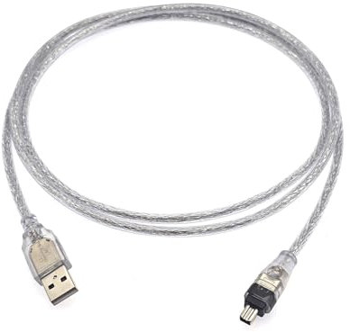 JZK 1,5 m Cavo Firewire IEEE 1394 4 pin a USB 2.0 maschio, cavo convertitore adattatore Firewire a USB per videocamera digitale Sony DCR-TRV75E DV mini DV D8
