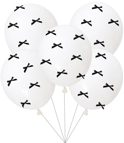 Gleemix 5 Stück Schleife Luftballons,Weiße Luftballons,Schleifen Geburtstag Party Deko,Geburtstag Weiße Bogen Ballons,Schleife Latexballon,Helium Ballons,für Hochzeit,Junggesellenabschied,Valentinstag