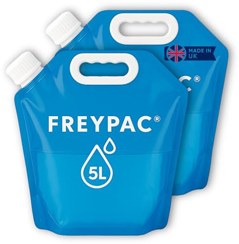 FREYPAC Water Carriers, 5L, Pack of 2, BPA Free Collapsible Bottles, Camping Water Storage Container with Handle, Made in UK