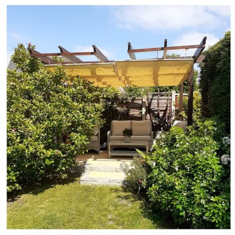 Einziehbares, wasserdichtes Wellen-Sonnensegel, für den Außenbereich, Terrasse, Vordach, Pergola, Sonnenrollos, einfaches Zugsystem, für Gartendeck und Hinterhofschirm-Ersatz