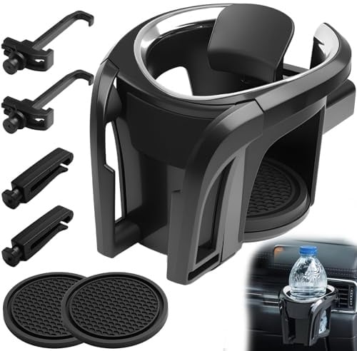 GZqiancang 2 en 1 Porte Gobelet Voiture,avec Deux sous-Verres,Noir | 2 en 1 Multifonction Support/Téléphone Portable Voiture,Convient à La Plupart Des Téléphones Et Des Tasses