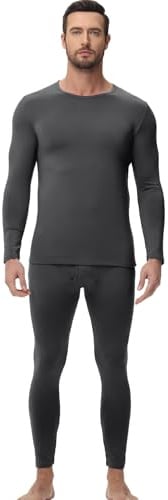 wirarpa Men's Thermal Underwear Set Long Johns Top & Bottom Dark Grey XL