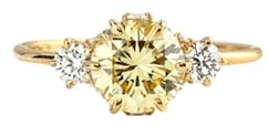 Stfery Partnerringe Gold 14 Karat Damen, Ring Echt Gold mit Citrin, Trauringe Au585 Gr. 60 (19.1)