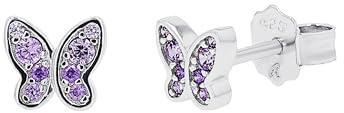 TOM TAILOR - Mädchen Ohrringe 925 Silber - mit Zirkonia Stein - Schmetterling Ohrstecker