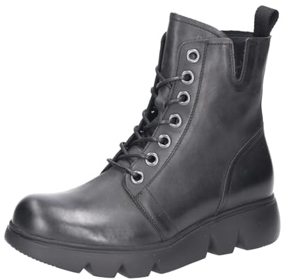 Wolky Hope XW Bootie 0632530-000, Softy Wax - Glattleder, Schwarz, Schnürung u. Reißverschl. Schwarz