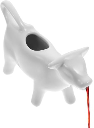 Cow Milk Jug | Heat Resistant Cute Ceramic White Milk Jug | Cow Shaped Coffee Cream Dispenser for Home, Restaurant, Portable Creamer Jar for Camping