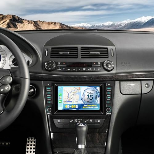 CAMECHO Android 15 Autoradio mit Navi für Mercedes Benz E-Klasse W211 CLS Klasse W219,Doppel Din Radio mit 7 Zoll Touchscreen Mirror Link RDS/FM Bluetooth EQ+AHD Rückfahrkamera