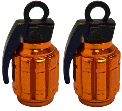 cyclingcolors 2X Ventilkappen Ventildeckel Granate aus Aluminium für Schrader-Ventil Reifen Fahrrad Motorrad Auto Quad E-Scooter, orange