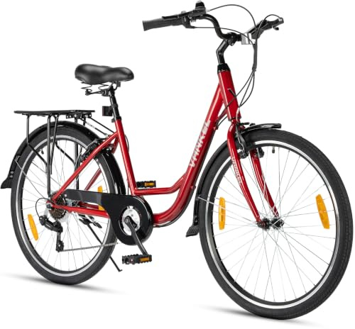 Romico 26 Zoll Citybike mit 7-Gang, Stahlrahmen, Gepäckträger, Schutzblechen für Damen und Herren
