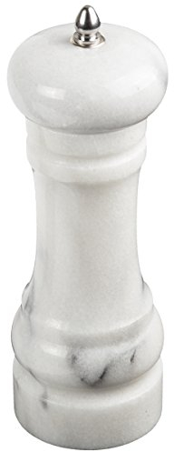 Creative Home Molinillo de pimienta de mármol, molinillo de pimienta manual, molinillo de sal o pimienta negra recargable de 6 pulgadas con mecanismo de molienda de aleación, ideal para cocina
