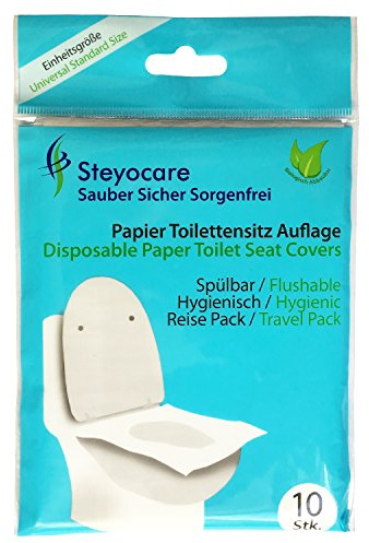 Steyocare Papier Toilettensitz Auflage, spülbar (80) / Toilet Seat Cover - WC Sitzschutz, Travel Pack Einweg-Toilettensitze aus Papier, Auflagen, 80 St.