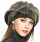 VECRY Frauen Barette 100% Wolle Baskenmütze Kleid Mütze Wintermütze (Grün)