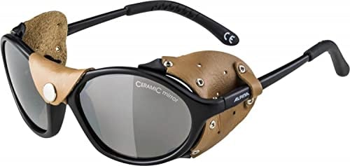 ALPINA SIBIRIA - Kat.4 Gletscherbrille mit seitl. Blend- & Windschutz aus Leder und Gletscherbrille100% UV-Schutz Für Erwachsene, black, One Size