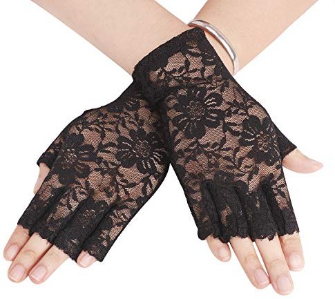 Faxianther Afinder Kurz Fingerlose Spitzenhandschuhe Damen Halb Fingerhandschuhe Sommer Spitze Sonnenschutz Handschuhe Sexy Brauthandschuhe Hochzeithandschuhe für Hochzeit Abend Party